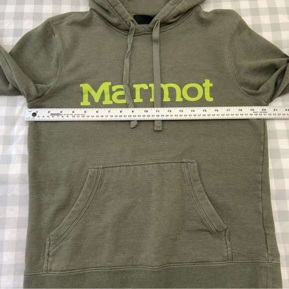 Marmot hoodie sweatshirt green cotton blend graphic long sleeves unisex Small - Picture 6 of 8
